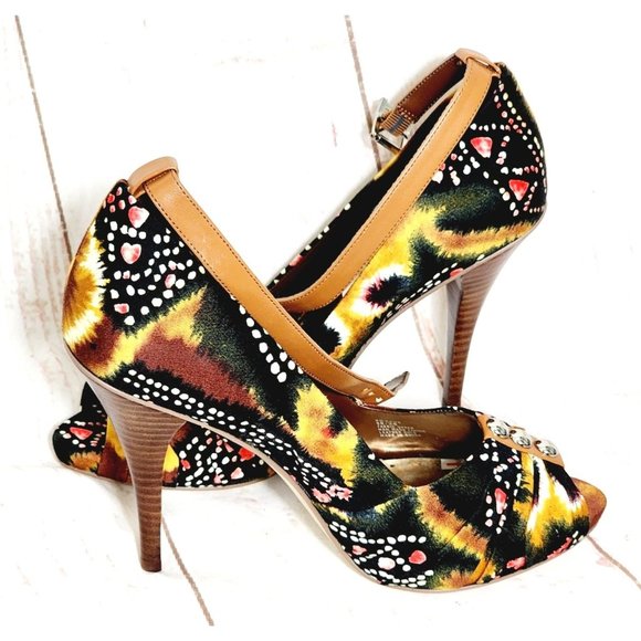 BCB Girls Studded Felt Multicolored High Heel 8B/38 Woman Shoe - Picture 3 of 16